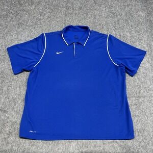 Nike Polo Shirt Mens 2XL Blue Dri-FIT Golf Athletic Performance 476281-494